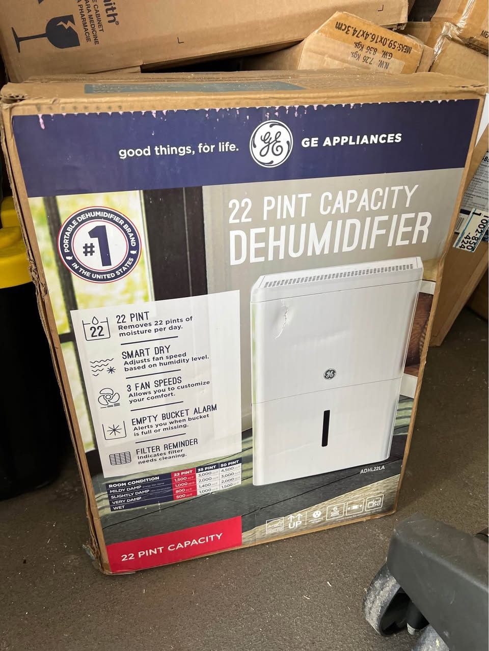GE 22 pint capacity Dehumidifier