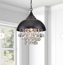 New Visalia 13.8 in. W 1 Light  Antique Black Crystal Chandelier