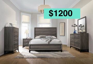 🌺 FREE DELIVERY 🌺Brand New 5PC Queen Size Bedroom Set ( Queen Bedframe, NS, Dresser, Mirror, Chest)