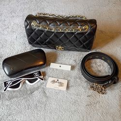 New Chanel bag belt sunglasses earrings