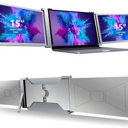 15" Laptop Screen Extender - 1080P FHD IPS Triple Portable Monitor, Dual Monitor for 15”-17” Laptops, Plug and Play Laptop Monitor Extender Connected 