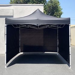 (New in Box) $140 Heavy Duty 10x10 ft Popup Canopy with 3 Sidewalls (Black/Red)