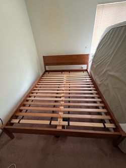 West Elm Wood Bed Frame with Slatted Base