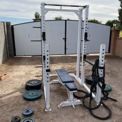 Professional Sorinex Squat Cage Rack Heavy Duty With Bench And  Olympic Weights Cost $5,200 New 