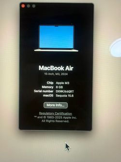 15 inch Mac book air 2024 M3