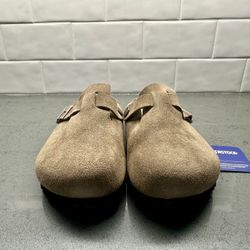 Birkenstock Women's Boston Soft Footbed Suede Taupe Medium/Narrow Fit Size 37