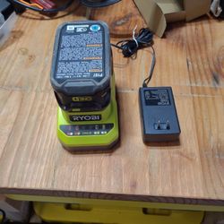 Ryobi 18v One+ 4Ah battery and charger