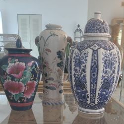7 Total Floral Dragon Geisha Asian Ginger Jars & Vases Jarron Chino 