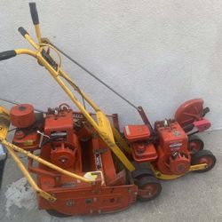 gas-powered lawn edger And gas powered reel mower,