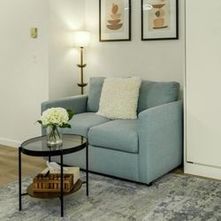 Birch Lane 56" Couch Sofa & Article Glass with Walnut Coffee Table Set