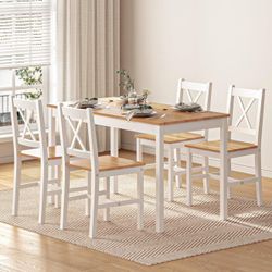 White 5 Pcs Dining Table Set