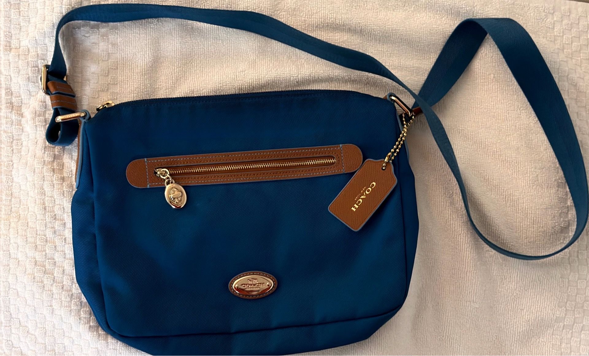Blue Coach Sawyer crossbody bag