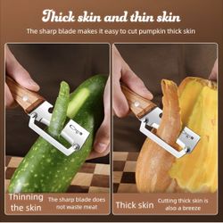 Vegetable Peeler with Wooden Handle and Bottle Opener