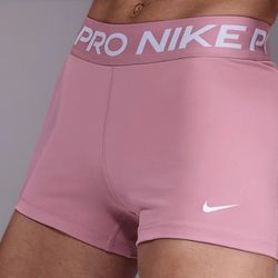 Women's Nike Pro Gym Shorts - Elemental Pink White - Large