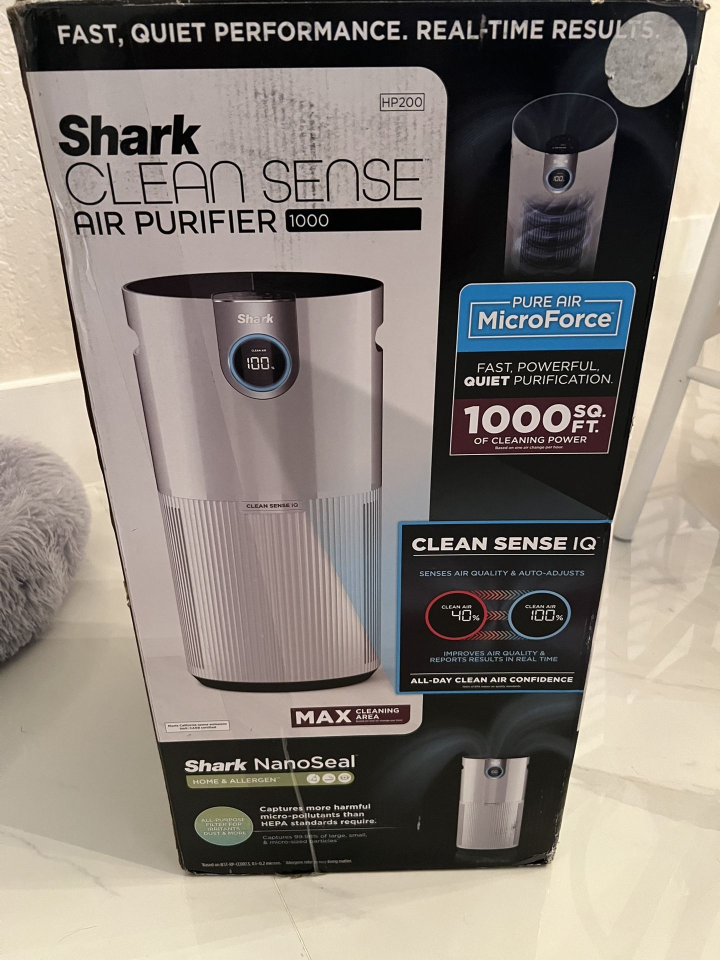 Shark HP200 Air Purifier MAX with Nanoseal HEPA, Cleansense IQ, Odor Lock, Cleans up to 1000 Sq. ft. and 99.98% of Particles, Dust, Allergens, Smoke,