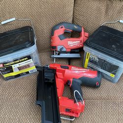 Milwaukee Fuel 21 Framing Nail Gun, Jig Saw And Screw/nails