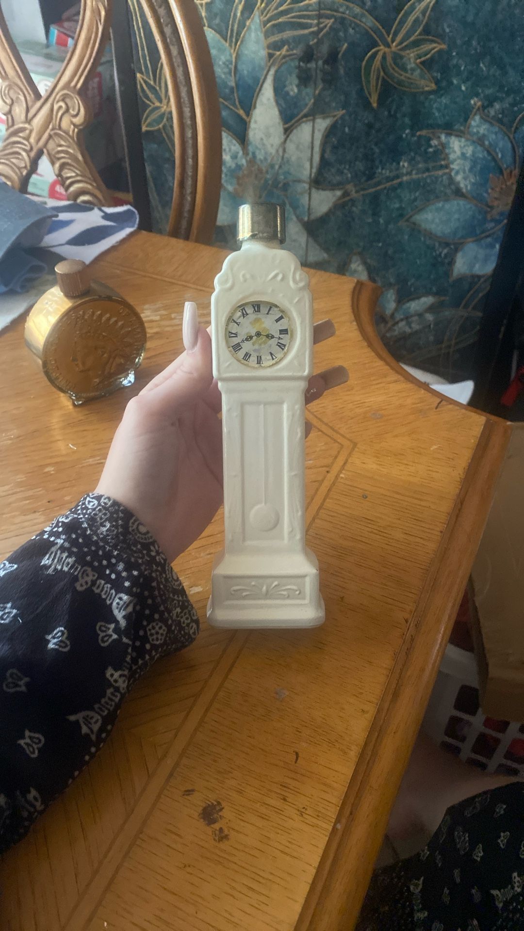 Avon grandfather clock antique collectible cologne bottle