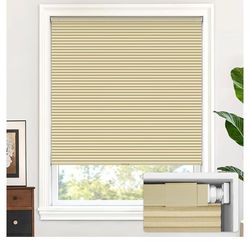 LazBlinds No Drill Cordless Cellular Shades, 35" W × 64" H, Soft Cream- set of two