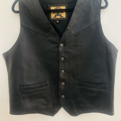 Men’s Genuine Leather Button-Up Vest – Size XL Regular 