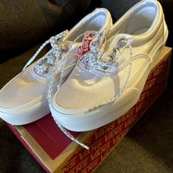 Vans Era Platform (Sparkle Check) White, Size 5 Women
