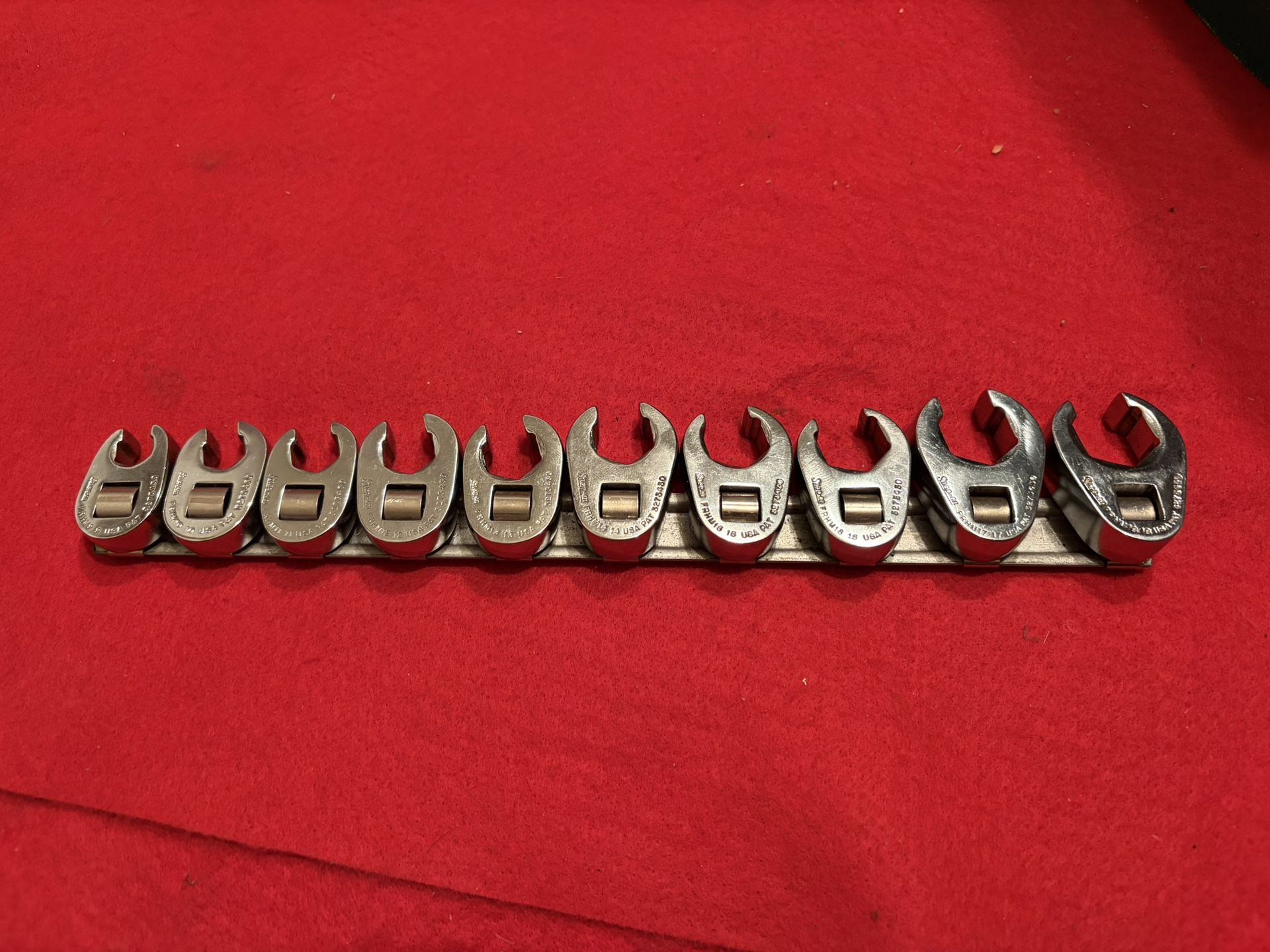 10 Piece 3/8” Drive Snap On Metric Crows Foot 6 Point Line Fitting Wrench Set 9mm - 18mm 