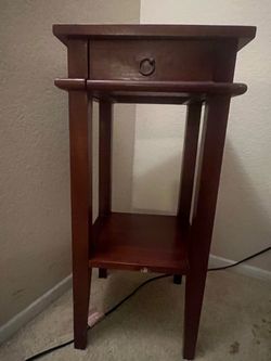 Cherry Wood Nightstand vintage with Drawer and Shelf