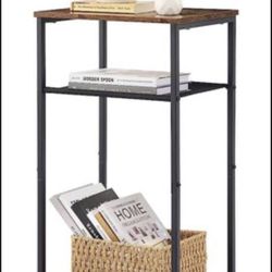 1 Available  New 3 Tier End Table, Narrow Side Table with Storage, Nightstand for Small Spaces rack shelf