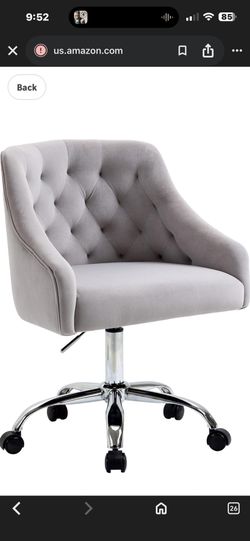 Brand new light gray velvet, padded, swiveling adjustable height, office chair or vanity chair 