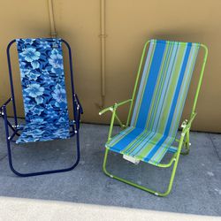 Two Folding Beach Chairs 