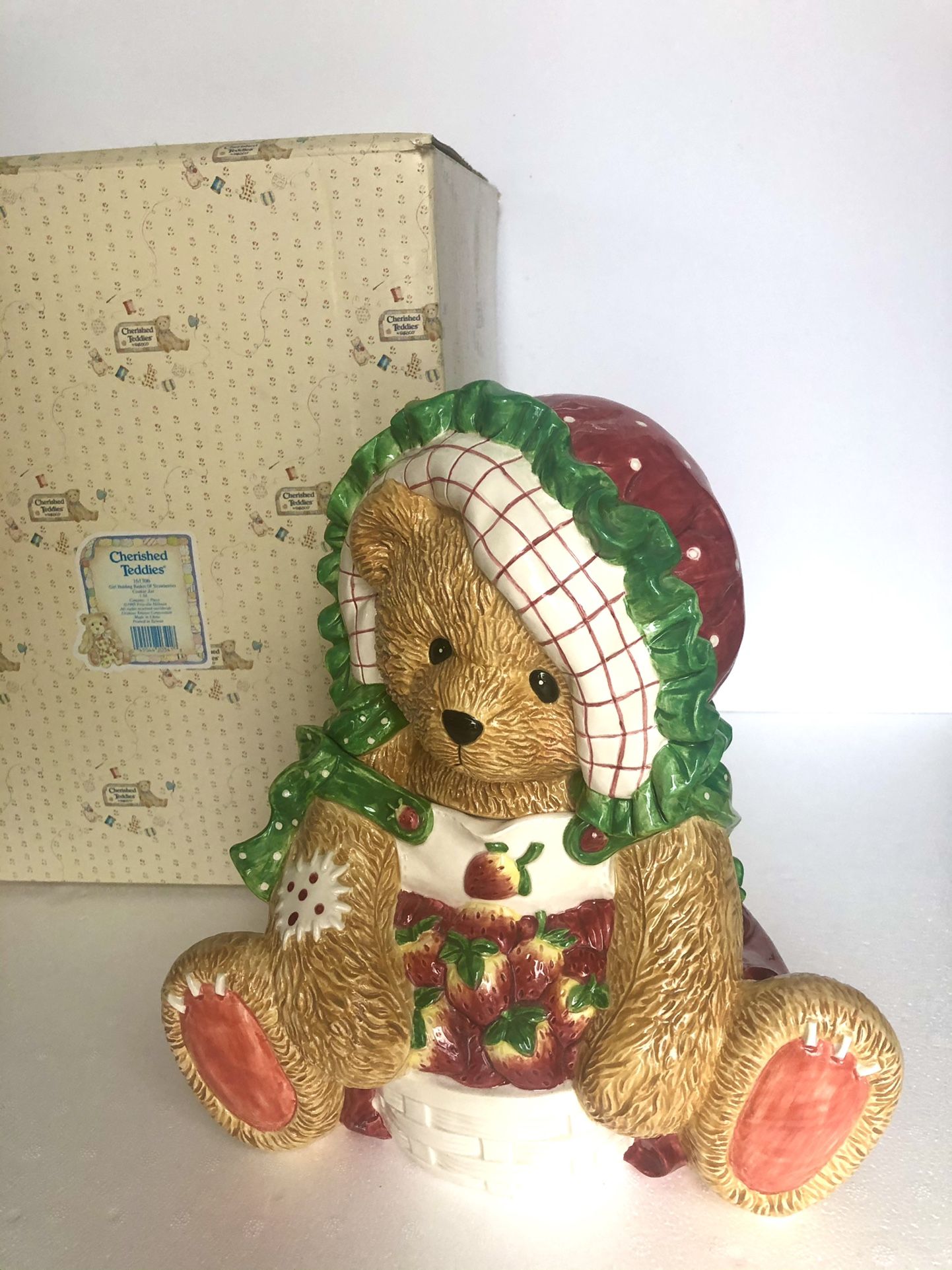 New 1995 CHERISHED TEDDIES Cookie Jar 161306 Enesco In Original Box