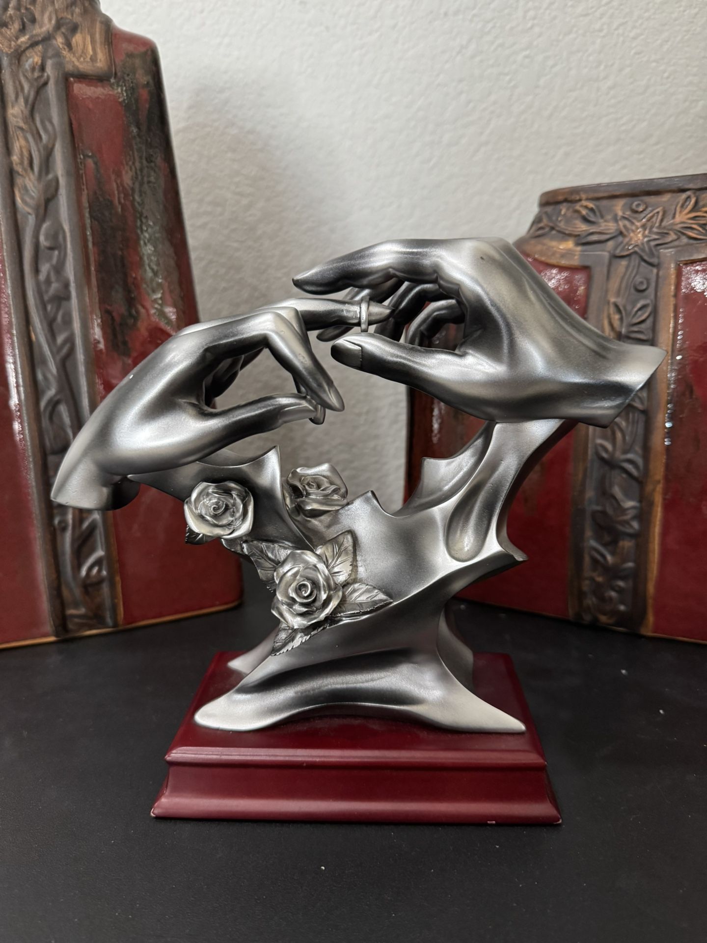 Bond Of Marriage “With This Ring” Lovely Couple Hands Statue Wedding/Anniversary