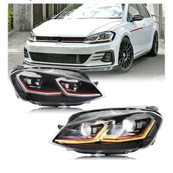 inginuity time LED Facelift Headlights fit for Golf 7 VII MK7 2015 2016 2017 Sequential Indicator Projector Replacement Front Lamps Assembly [CANNOT F
