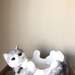 Ceramic Cat/Plant holder/ Candle Holder