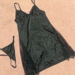 New Small Black Teddy Lingerie Nightgown Panty 