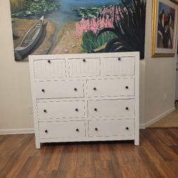 Rustic White Wood Tall Dresser 