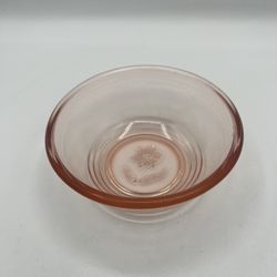 Vintage Pink Depression Glass Bowl With Flower At Bottom 5”