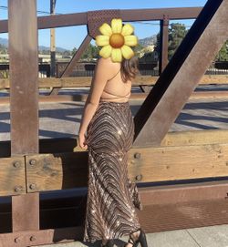 Rose gold And Black Prom dress