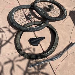 Mountain Bike Rims, Tires And Cassette , Seat, Bars