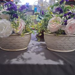 White & Silver Vases (2) Both $25 Obo