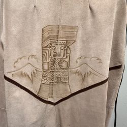 Suede Leather Tan Poncho Cape