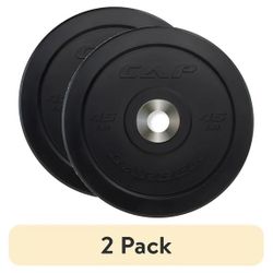 (2 pack) CAP 45 lb Olympic Bumper Plate, Black