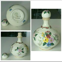 Vintage Carvahinho Portugal Hand Painted Floral Decanter
