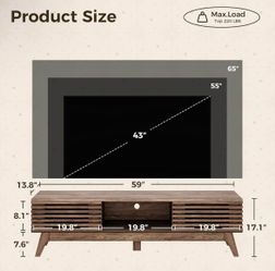 59” Mid-Century TV Stand with Sliding Doors – Walnut – New in Box