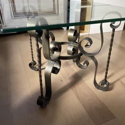 Small Living Room Table Glass Top Metal Base 24”x24” Glass & 18” High