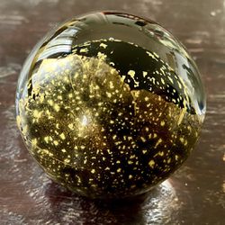 1987 Signed Randy Strong Studio Art Glass Gold Leaf Sommerso Paperweight
