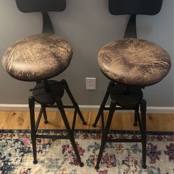 Adjustable Iron/Fabric  Metal Barstools