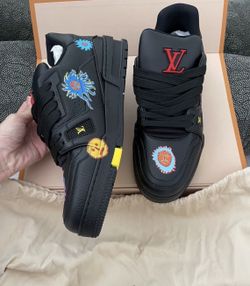 Cowhide low-top lace-up sneakers for men and women, black