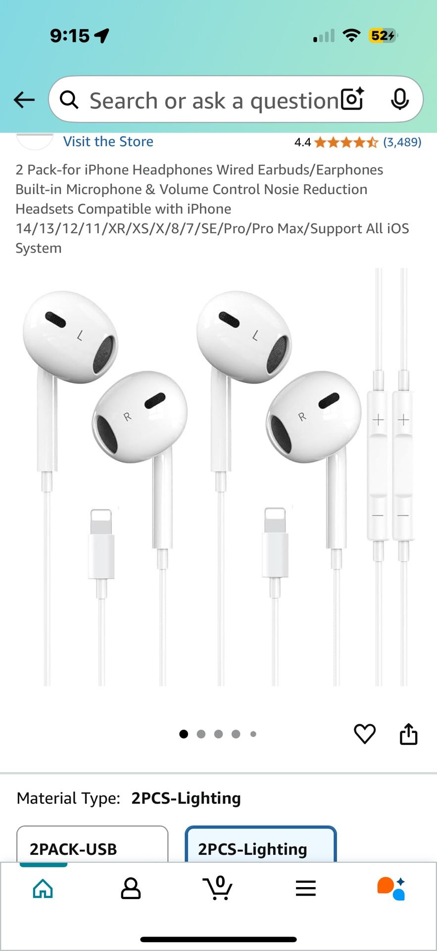 2 Pack-for iPhone Headphones Wired Earbuds