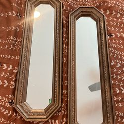 2 Vintage Gold Accents Mirrors 