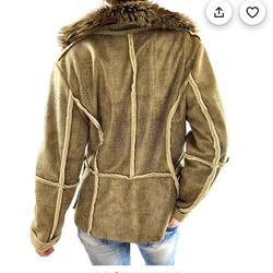 Allen B. By Allen Schwartz Brown Teddy Jacket with Faux Fur Collar